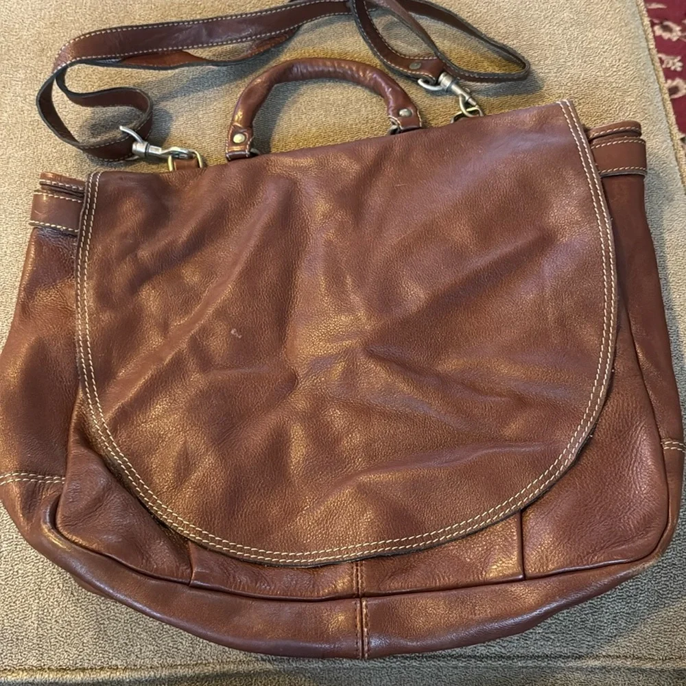 Unbranded 100% Leather Messenger Bag Laptop Crossbody Bag (TD)